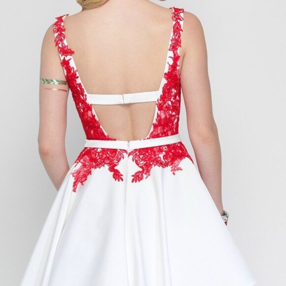 Alyce Paris  3689 Prom Dress White Red Size 000 - Picture 2 of 4